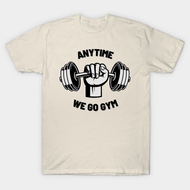Anytime Fitness | Anytime We Go Gym Dumbbell Logo T-Shirt by MrDoze